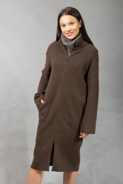 Пальто женское трикотажное на молнии 1921-96-3-NF