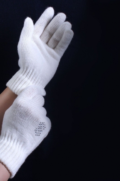 Перчатки женские белые женские шерсть альпака 350