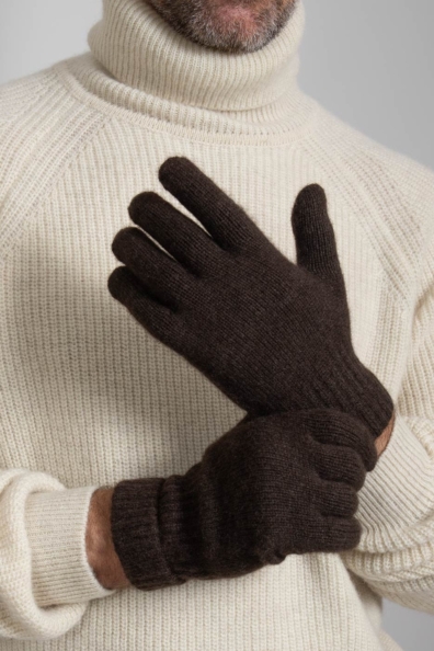 Мужские перчатки из шерсти яка коричневые 106-31