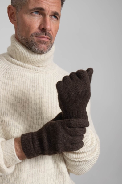 Мужские перчатки из шерсти яка коричневые 106-31