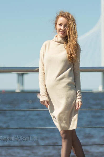 Платье кашемир цвета «ваниль» 708-1