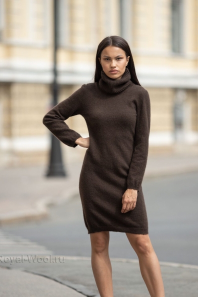 Тонкое шерстяное платье цвета «шоколад» 1921-71