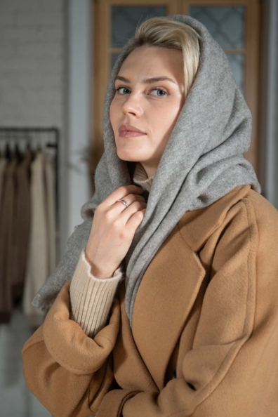 Платок-палантин серый (монгольский як) 1131-2-3