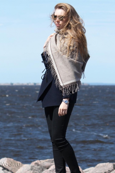 Платок светлый однотонный из шерсти яка 1131-2-7