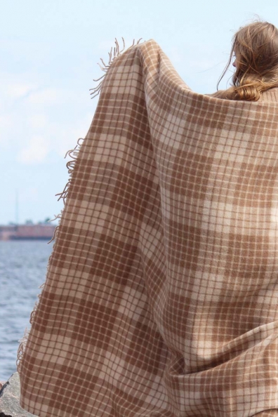 Плед из верблюжьей шерсти в клетку 150х200 см арт.115