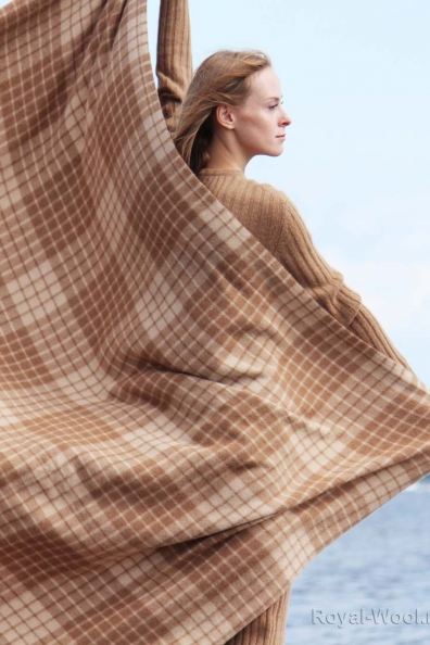 Плед из верблюжьей шерсти в клетку 150х200 см арт.115
