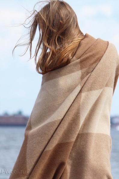 Плед верблюжья шерсть в клетку 150х200 см арт.115-1