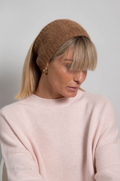 Вязаная повязка на голову из верблюжки 193-SL-7