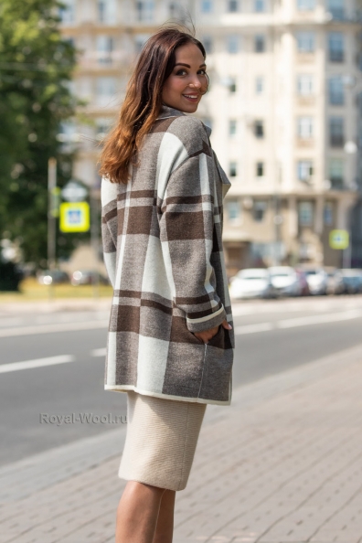 Пальто-жакет женское в клетку 458