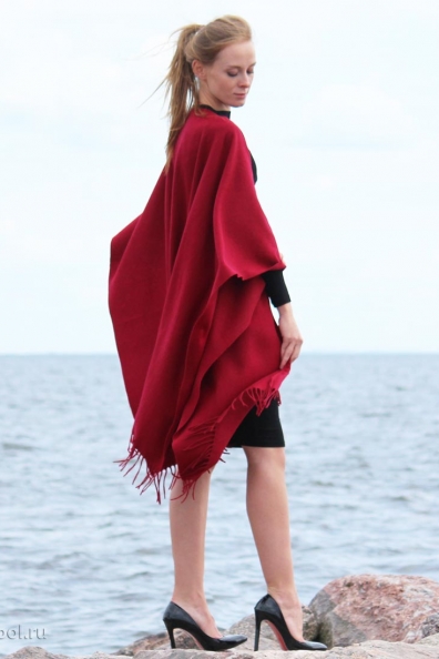 Пончо из кашемира бордовое арт.780