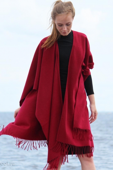 Пончо из кашемира бордовое арт.780