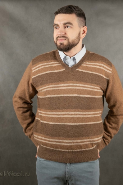 Пуловер из верблюжьей шерсти в полоску арт.191-2