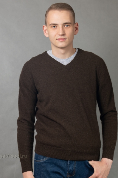 Пуловер мужской коричневый (пух яка) 1911-21-1