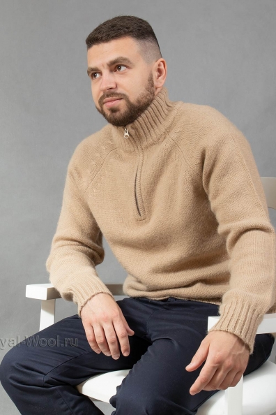Пуловер-поло мужской из верблюжьей шерсти 191-61