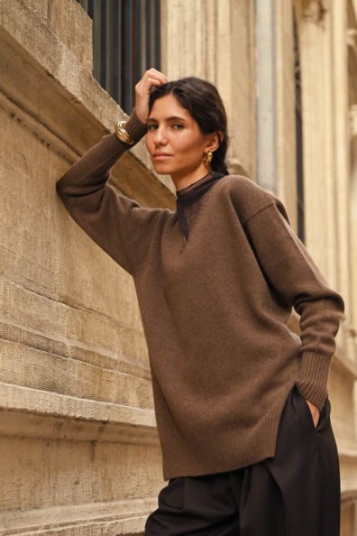 Пуловер капучино пух яка 1921-26-M