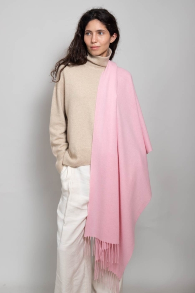 Однотонный розовый кашемировый палантин 154-5-13