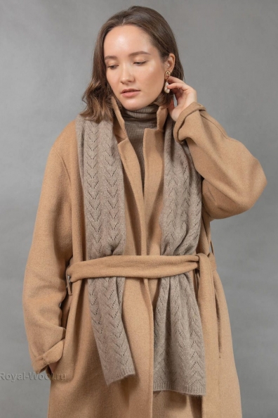 Светло-коричневый палантин-шарф 154-3-8