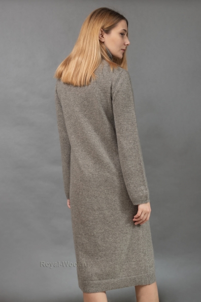 Серое длинное платье из пуха яка 1921-71-2