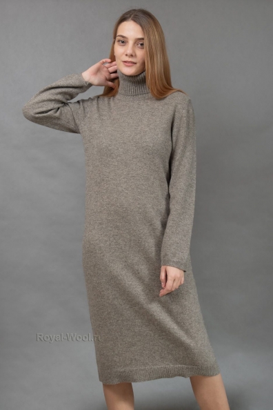 Серое длинное платье из пуха яка 1921-71-2