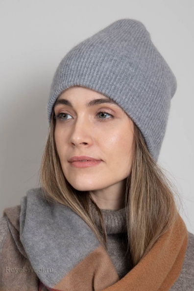 Голубая шапка из кашемира 750-1-9