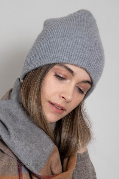 Голубая шапка из кашемира 750-1-9
