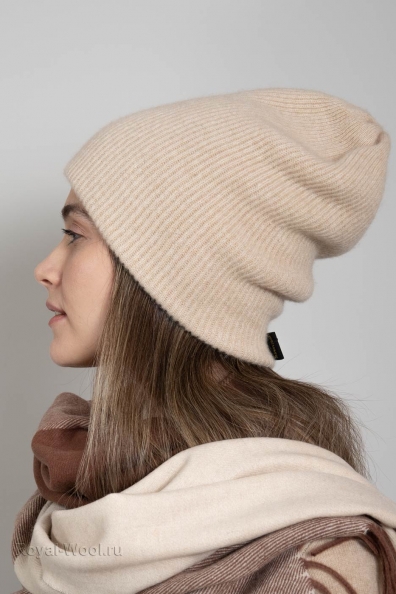Шапка из натурального светлого кашемира 750-4-3