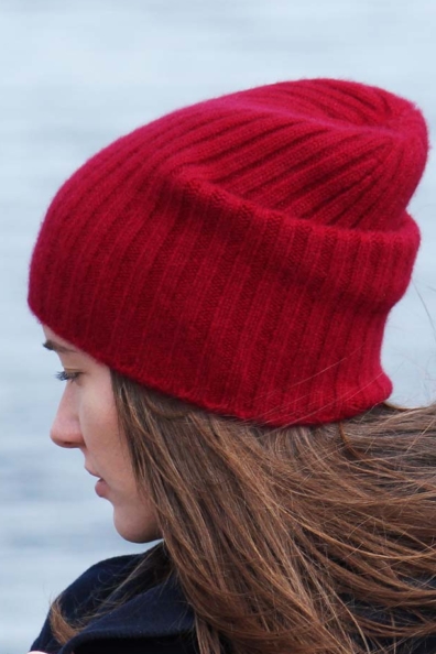 Шапка из кашемира цвет бордо 750-1-14
