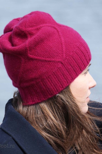 Шапка из кашемира женская бордовая 750-2-8