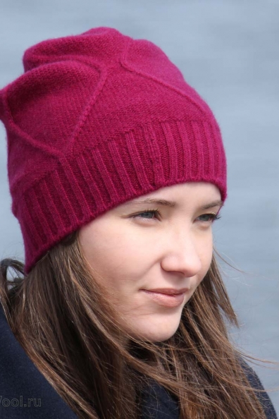 Шапка из кашемира женская бордовая 750-2-8