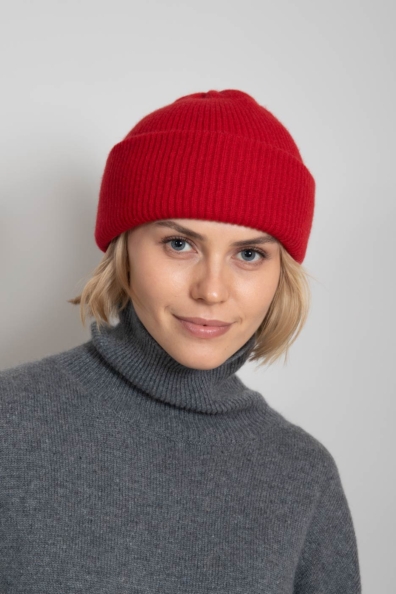 Красная шапка из кашемира 750-4-6