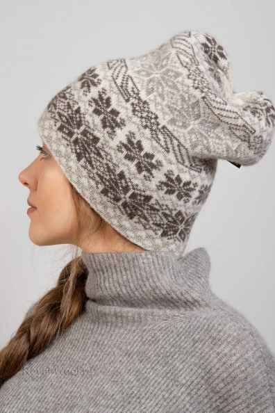 Шапка из шерсти с рисунком «снежинка» 195-UL-4