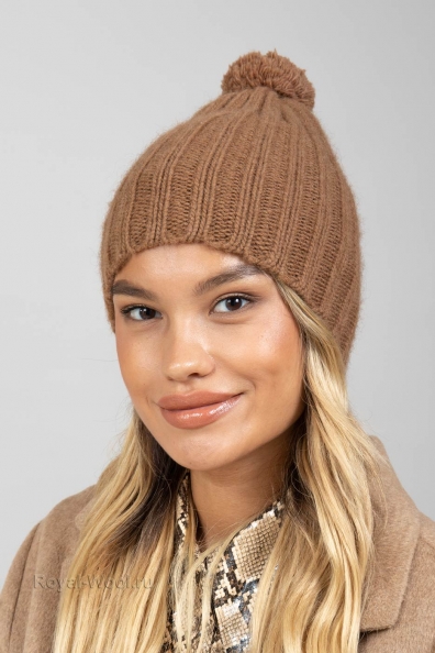 Шапка из верблюжьей шерсти с помпоном 193-SL-2
