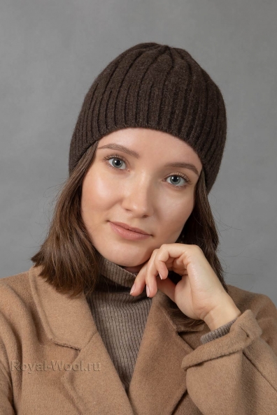 Шапка коричневая шерсть яка 195-MT-19
