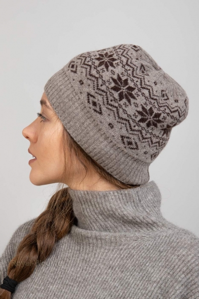 Шерстяная шапка с рисунком «снежинка» 195-SF-3