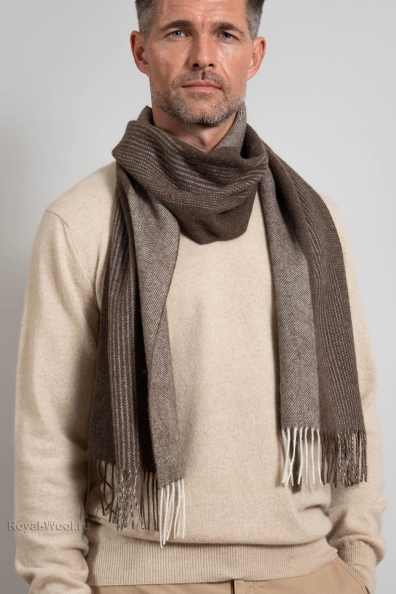 Мужской коричневый шерстяной шарф 196-10-2