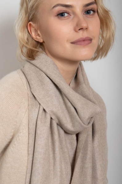 Бежевый шарф кашемир натурального цвета 760-4