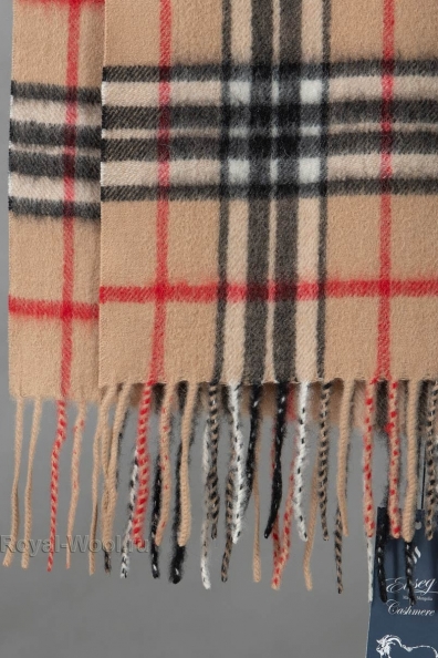 Бежевый клетчатый шарф принт в стиле «burberry» 760-27