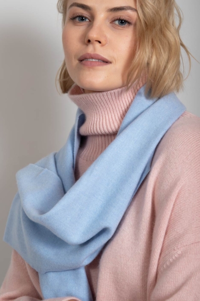 Голубой однотонный шарф 760-12