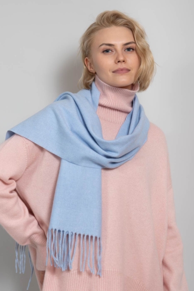 Голубой однотонный шарф 760-12