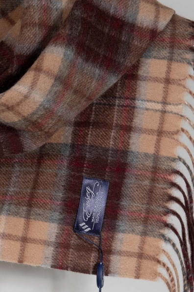 Кашемировый шарф светлая бежевая клетка 760-9