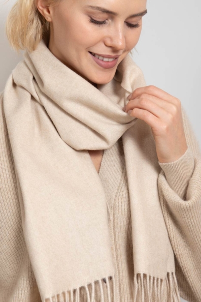 Молочно-белый (светло-кремовый) шарф 100% кашемир 760