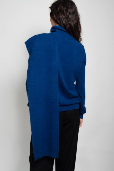 Синий шарф кашемир трикотажный 760-36