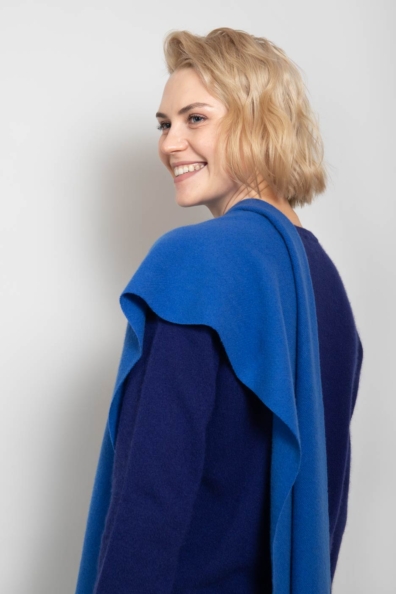 Шарф кашемир синий 760-24