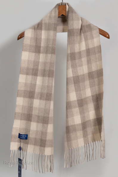 Шарф кашемировый мужской бежевый в клетку 760-28