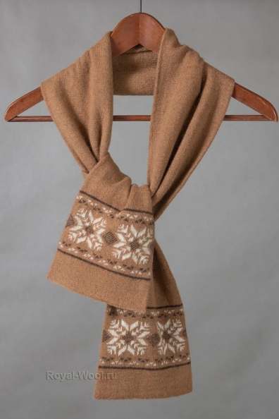 Шарф верблюжья шерсть принт снежинка 194-2