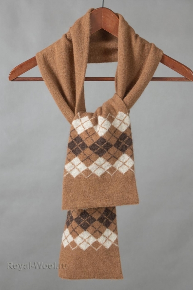 Шарф ромб верблюжья шерсть трикотажный 194-1