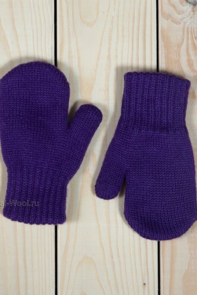 Фиолетовые шерстяные детские варежки 107-9-3