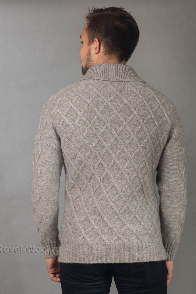 Шерстяной кардиган мужской с рисунком «ромб» арт.1911-47