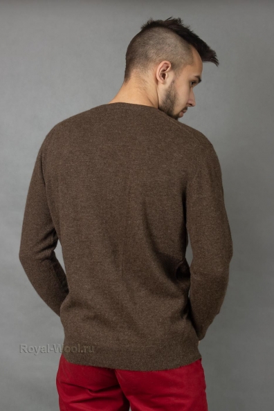 Коричневый тонкий пуловер овечья шерсть 402-3-1NF