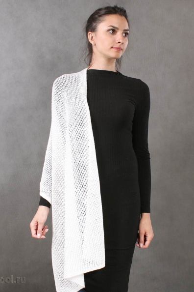 Шерстяной палантин белый 60х180 490-5MT